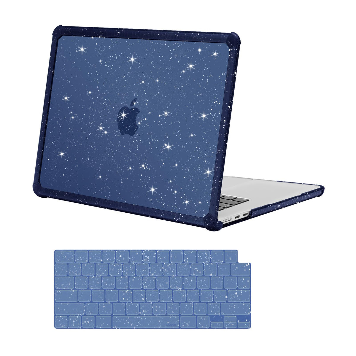 MOSISO Compatible with MacBook Air 15 inch Case 2026-2023 M5-M2 A3448 A3241 A3114 A2941,Anti-Cracking&Anti-Fingerprint Heavy Duty Glitter Plastic Hard Case with TPU Bumper&Keyboard Cover