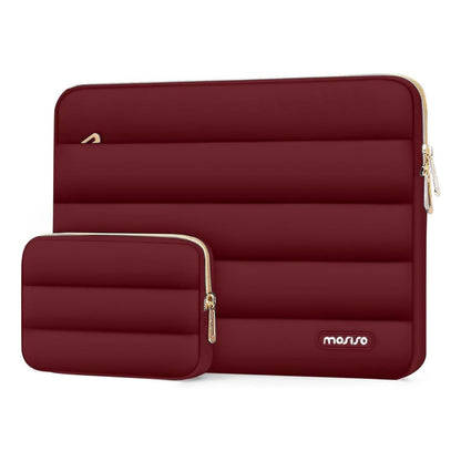 MOSISO Soft Puffy Polyester Horizontal Laptop Sleeve with Detachable Accessory Pouch, Fits 13–16 Inch MacBook M1-M5 HP Dell ASUS Lenovo Notebook