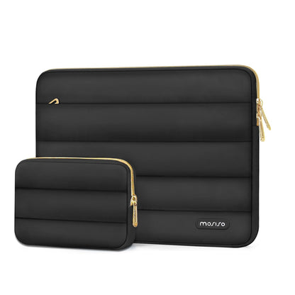 MOSISO Soft Puffy Polyester Horizontal Laptop Sleeve with Detachable Accessory Pouch, Fits 13–16 Inch MacBook M1-M5 HP Dell ASUS Lenovo Notebook
