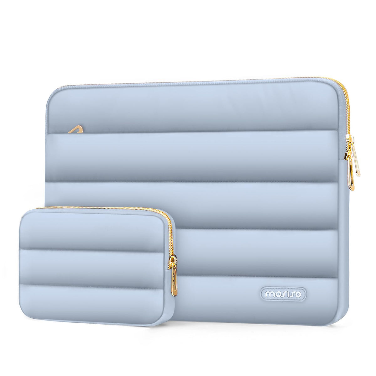 MOSISO Soft Puffy Polyester Horizontal Laptop Sleeve with Detachable Accessory Pouch, Fits 13–16 Inch MacBook M1-M5 HP Dell ASUS Lenovo Notebook