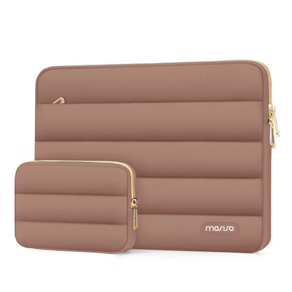 MOSISO Soft Puffy Polyester Horizontal Laptop Sleeve with Detachable Accessory Pouch, Fits 13–16 Inch MacBook M1-M5 HP Dell ASUS Lenovo Notebook