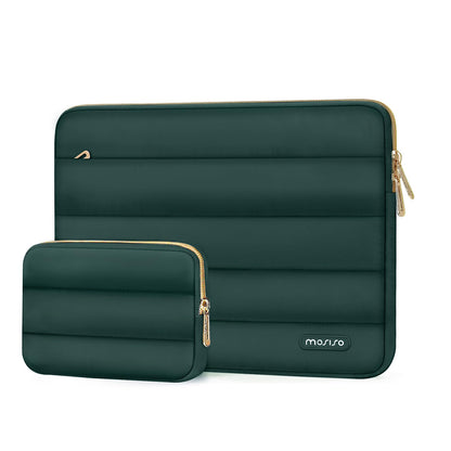 MOSISO Soft Puffy Polyester Horizontal Laptop Sleeve with Detachable Accessory Pouch, Fits 13–16 Inch MacBook M1-M5 HP Dell ASUS Lenovo Notebook