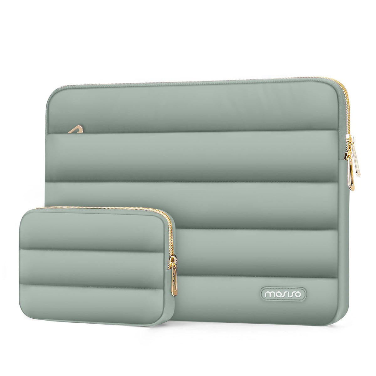 MOSISO Soft Puffy Polyester Horizontal Laptop Sleeve with Detachable Accessory Pouch, Fits 13–16 Inch MacBook M1-M5 HP Dell ASUS Lenovo Notebook
