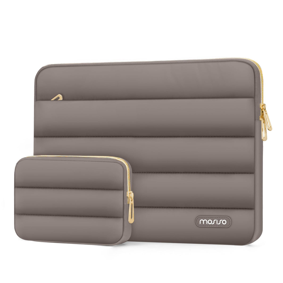MOSISO Soft Puffy Polyester Horizontal Laptop Sleeve with Detachable Accessory Pouch, Fits 13–16 Inch MacBook M1-M5 HP Dell ASUS Lenovo Notebook