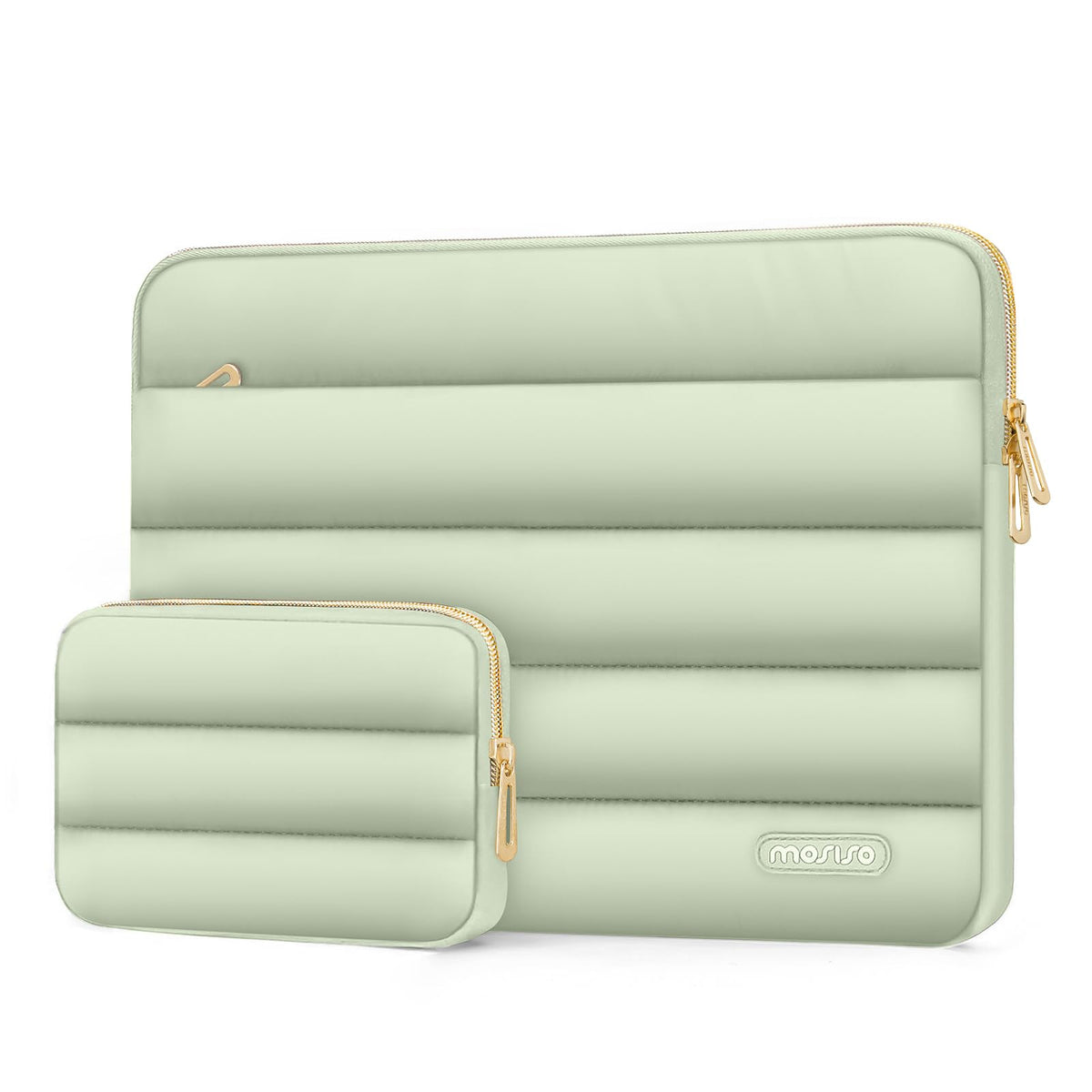 MOSISO Soft Puffy Polyester Horizontal Laptop Sleeve with Detachable Accessory Pouch, Fits 13–16 Inch MacBook M1-M5 HP Dell ASUS Lenovo Notebook