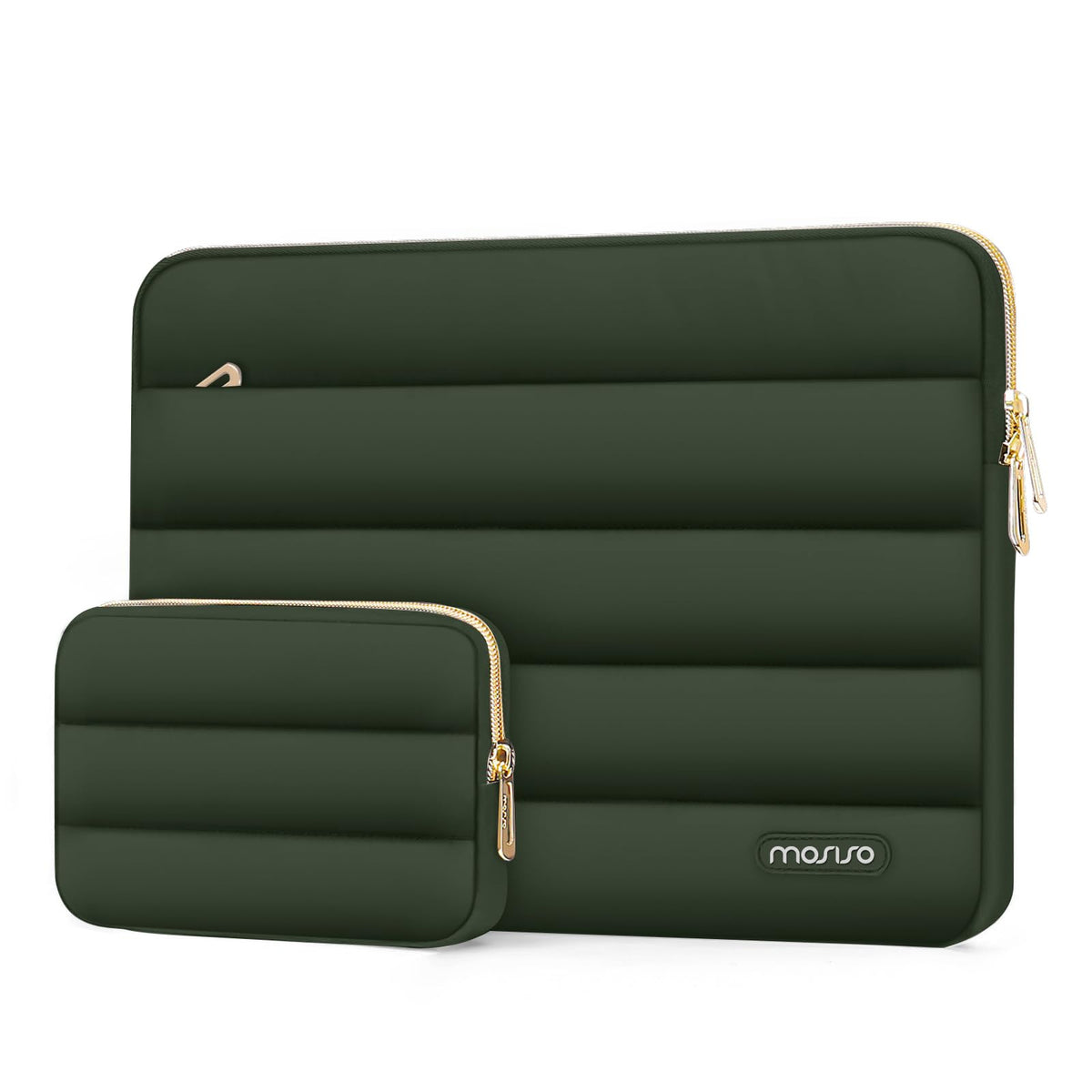 MOSISO Soft Puffy Polyester Horizontal Laptop Sleeve with Detachable Accessory Pouch, Fits 13–16 Inch MacBook M1-M5 HP Dell ASUS Lenovo Notebook