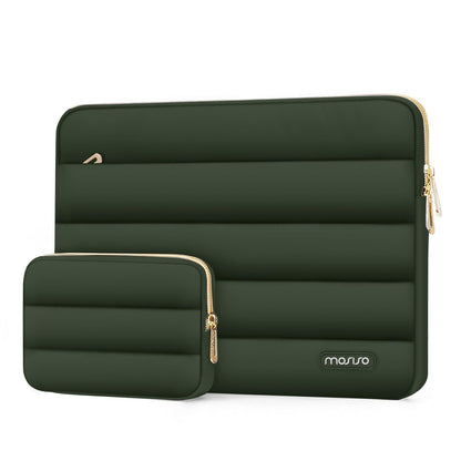 MOSISO Soft Puffy Polyester Horizontal Laptop Sleeve with Detachable Accessory Pouch, Fits 13–16 Inch MacBook M1-M5 HP Dell ASUS Lenovo Notebook