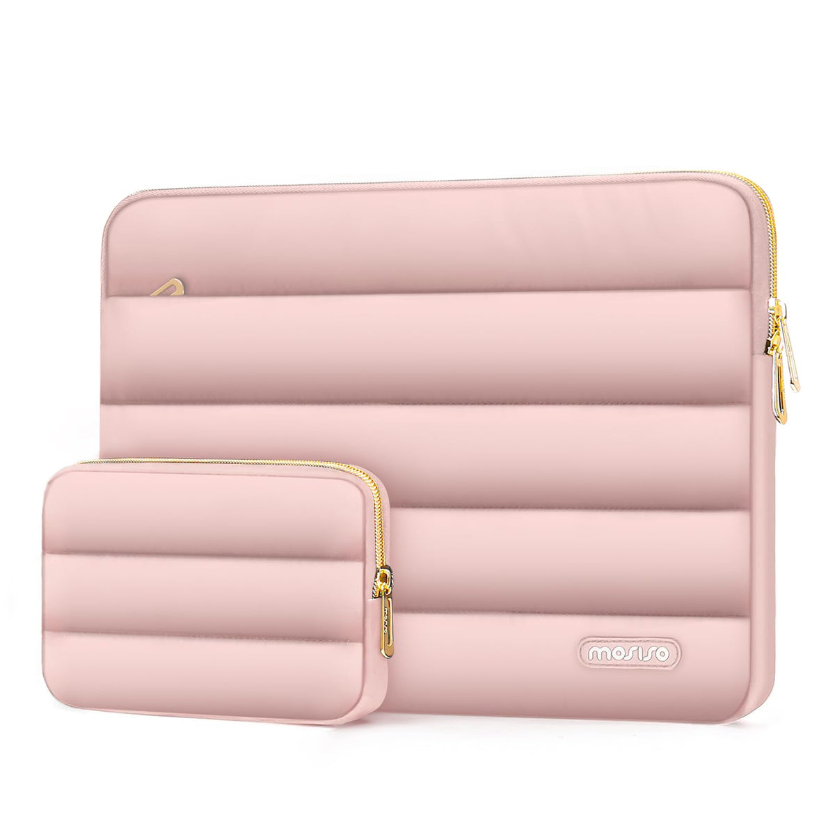 MOSISO Soft Puffy Polyester Horizontal Laptop Sleeve with Detachable Accessory Pouch, Fits 13–16 Inch MacBook M1-M5 HP Dell ASUS Lenovo Notebook