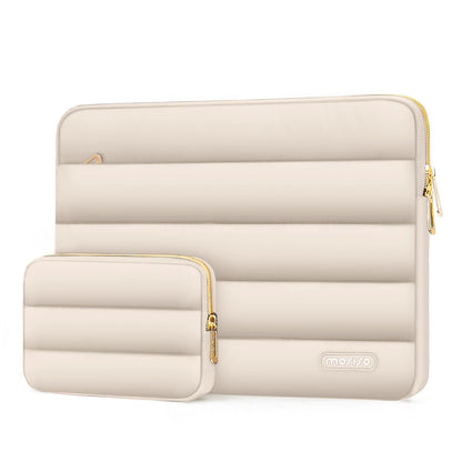 MOSISO Soft Puffy Polyester Horizontal Laptop Sleeve with Detachable Accessory Pouch, Fits 13–16 Inch MacBook M1-M5 HP Dell ASUS Lenovo Notebook