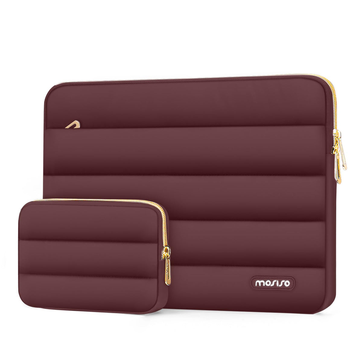 MOSISO Soft Puffy Polyester Horizontal Laptop Sleeve with Detachable Accessory Pouch, Fits 13–16 Inch MacBook M1-M5 HP Dell ASUS Lenovo Notebook