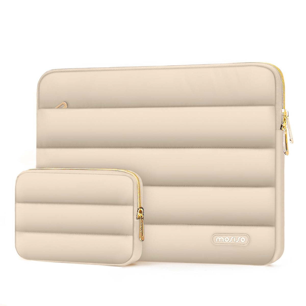 MOSISO Soft Puffy Polyester Horizontal Laptop Sleeve with Detachable Accessory Pouch, Fits 13–16 Inch MacBook M1-M5 HP Dell ASUS Lenovo Notebook