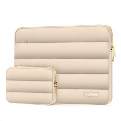 MOSISO Soft Puffy Polyester Horizontal Laptop Sleeve with Detachable Accessory Pouch, Fits 13–16 Inch MacBook M1-M5 HP Dell ASUS Lenovo Notebook
