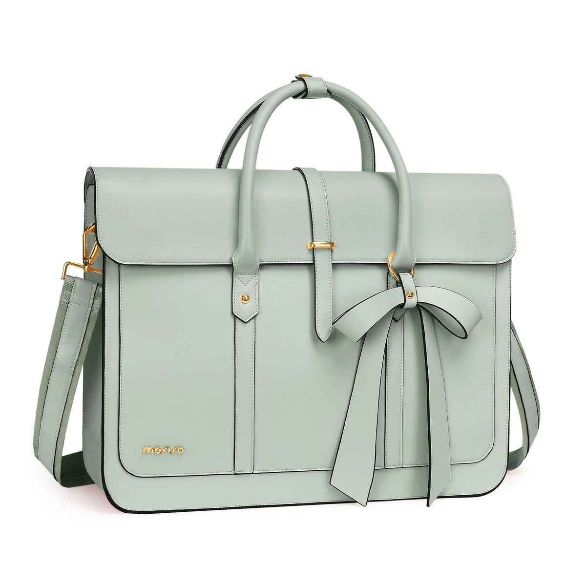MOSISO Bowknot Convertible Women's PU Leather Laptop Bag – 4-in-1 Handbag, Backpack, Messenger & Briefcase, Fits 14/16/17.3" MacBook & PC Laptops