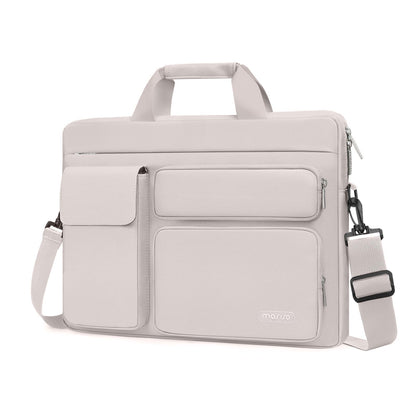MOSISO Laptop Shoulder Bag 13-17.3 inch - Fits MacBook Pro 16, HP, Dell, Lenovo - 2 Raised Pockets, 1 Flapover & 1 Horizontal Pocket + Handle & Belt