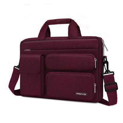 MOSISO Laptop Shoulder Bag 13-17.3 inch - Fits MacBook Pro 16, HP, Dell, Lenovo - 2 Raised Pockets, 1 Flapover & 1 Horizontal Pocket + Handle & Belt