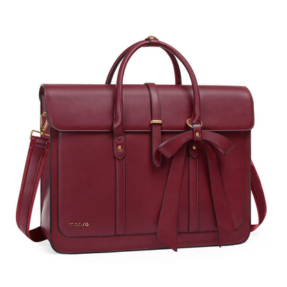 MOSISO Bowknot Convertible Women's PU Leather Laptop Bag – 4-in-1 Handbag, Backpack, Messenger & Briefcase, Fits 14/16/17.3" MacBook & PC Laptops