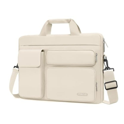 MOSISO Laptop Shoulder Bag 13-17.3 inch - Fits MacBook Pro 16, HP, Dell, Lenovo - 2 Raised Pockets, 1 Flapover & 1 Horizontal Pocket + Handle & Belt