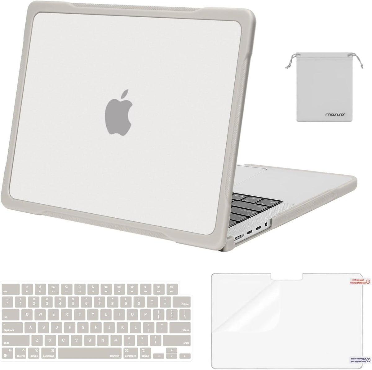 MOSISO Compatible with MacBook Pro 14 inch Case M5-M1 2026-2021 A3427 A3426 A3434 A3112 A3185 A3401 A2918 A2992 A2779 A2442, 4 in 1 Kit Anti-Crack Hard Shell with TPU Bumper